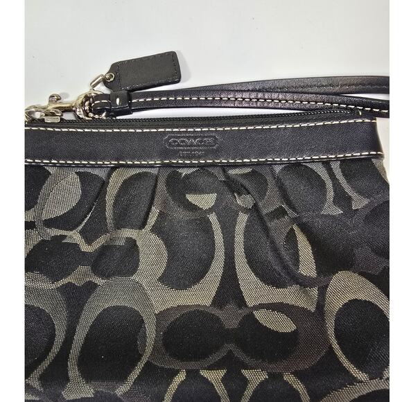 Coach Vintage Pleated Signature Wristlet Black Brown - Picture 5 of 5